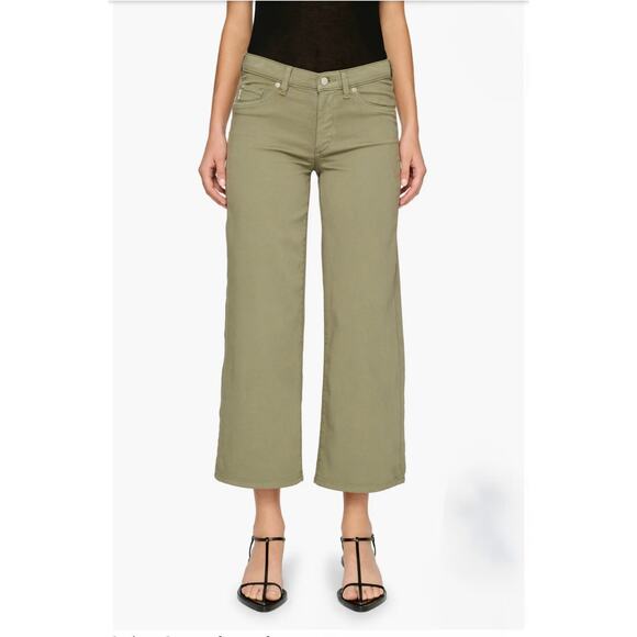 DL 1961 Women's 31 Hepburn Wide Leg High Rise Ankle Jeans Green Boho Casual - Picture 1 of 10